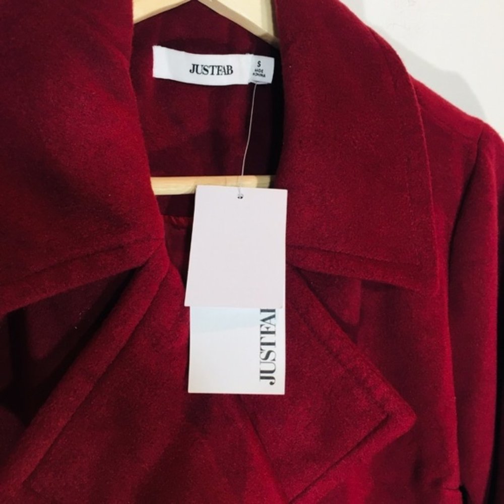 JUSTFAB Maroon Oxblood Naval Peacoat Pea Coat NWT - Picture 7 of 8